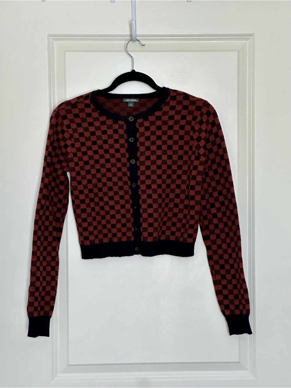 wild fable Black & Brown Checkerboard Cardigan